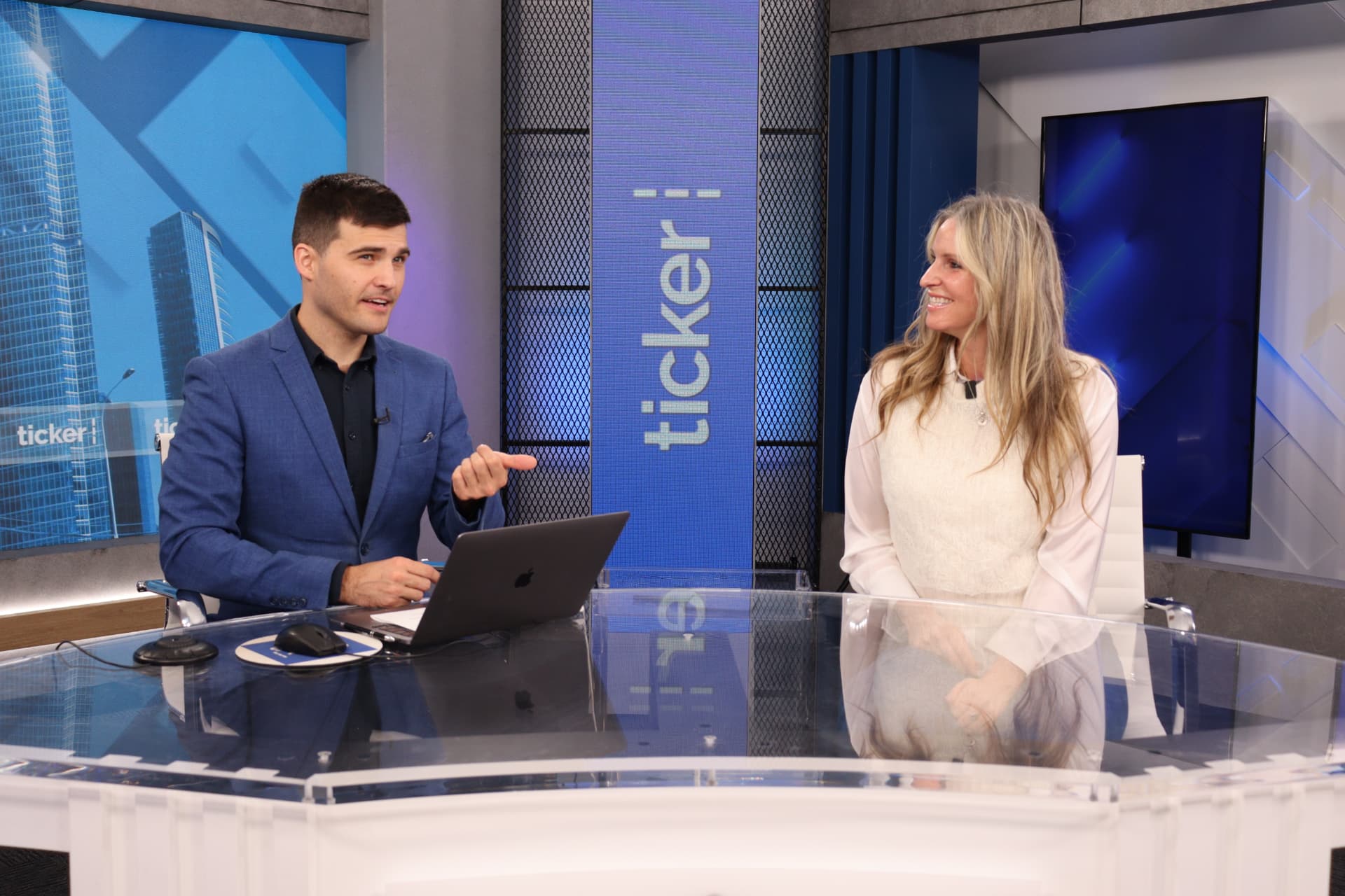 Jacintha Field in conversation on a professional studio set